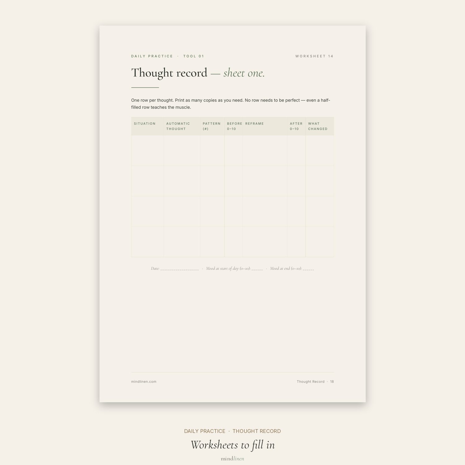 Cognitive Distortions Workbook — 28-page CBT printable — iPad / GoodNotes view